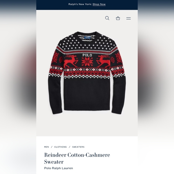 Men's Polo Ralph Lauren Cotton Cashmere Raindeer Sweater & Socks L, XL - Picture 6 of 9